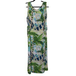 Tropical Palm Print Maxi Dress By Weekend Traffic Womens L Beachwear Resort Wear